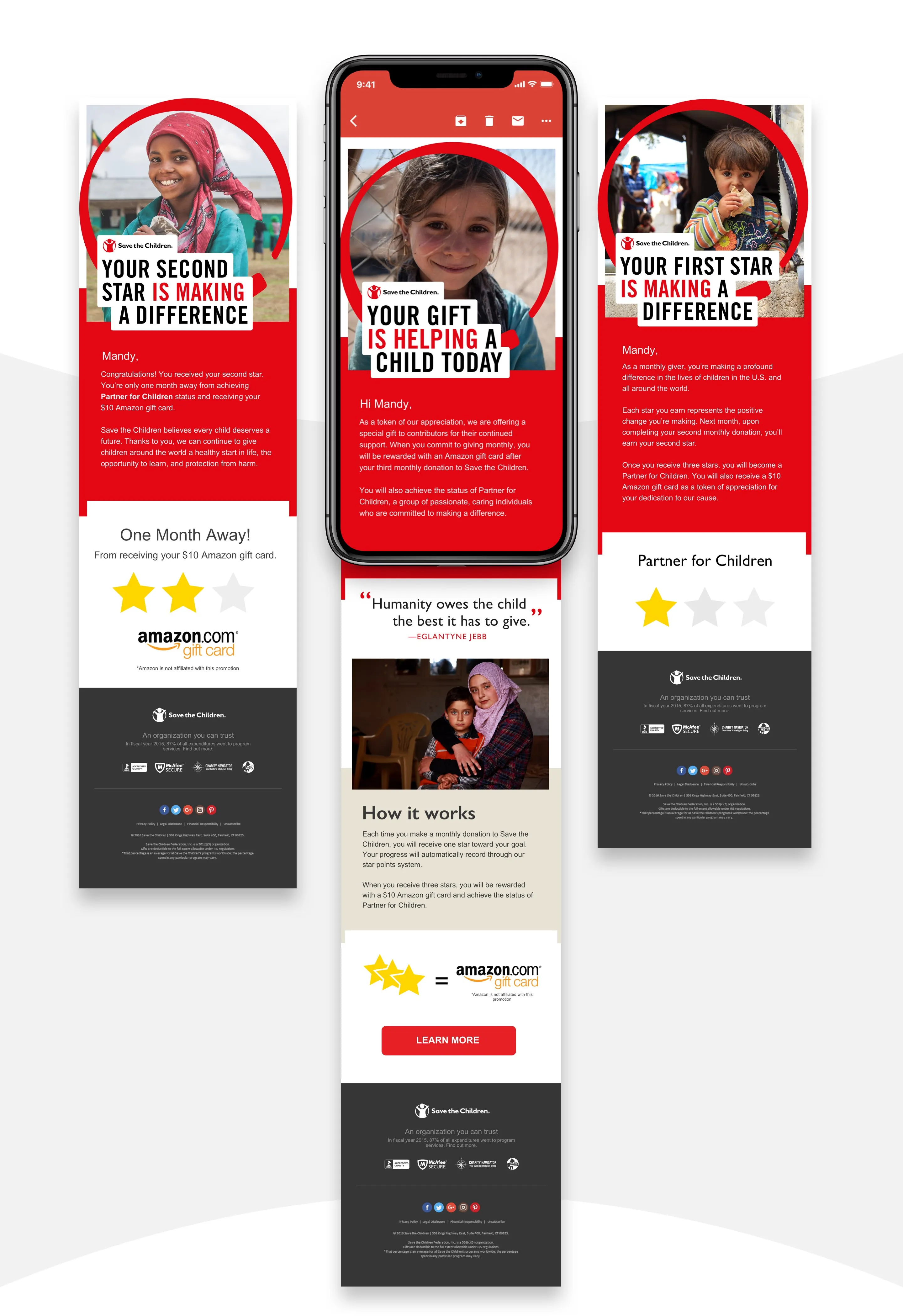 Save the Children supporter email designs