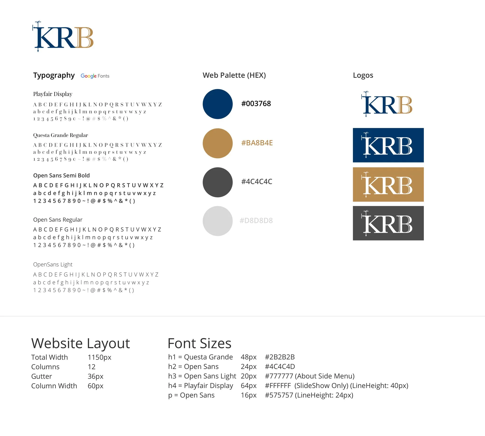 KRB website typography and visual guidelines