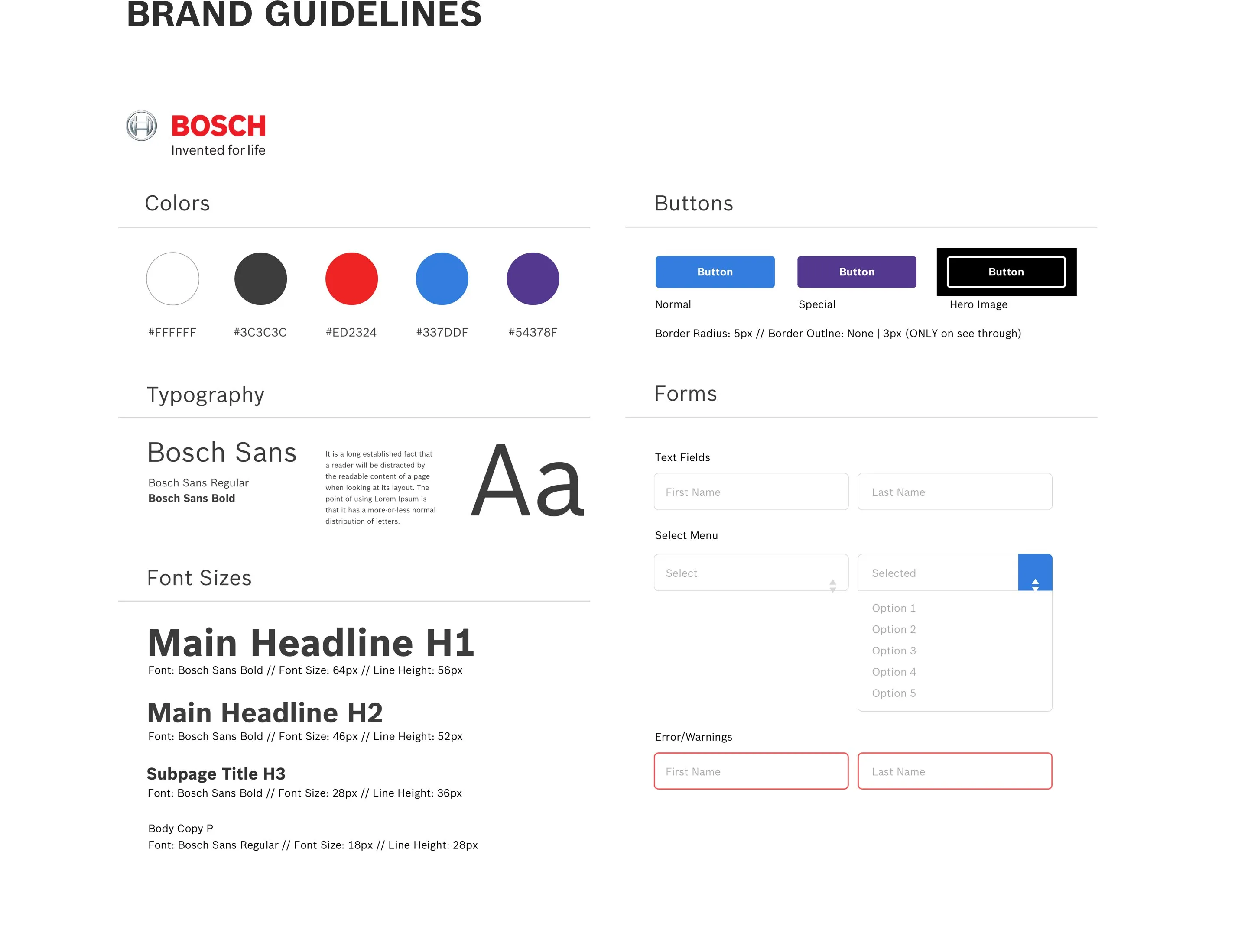 Bosch campaign visual guidelines and typography