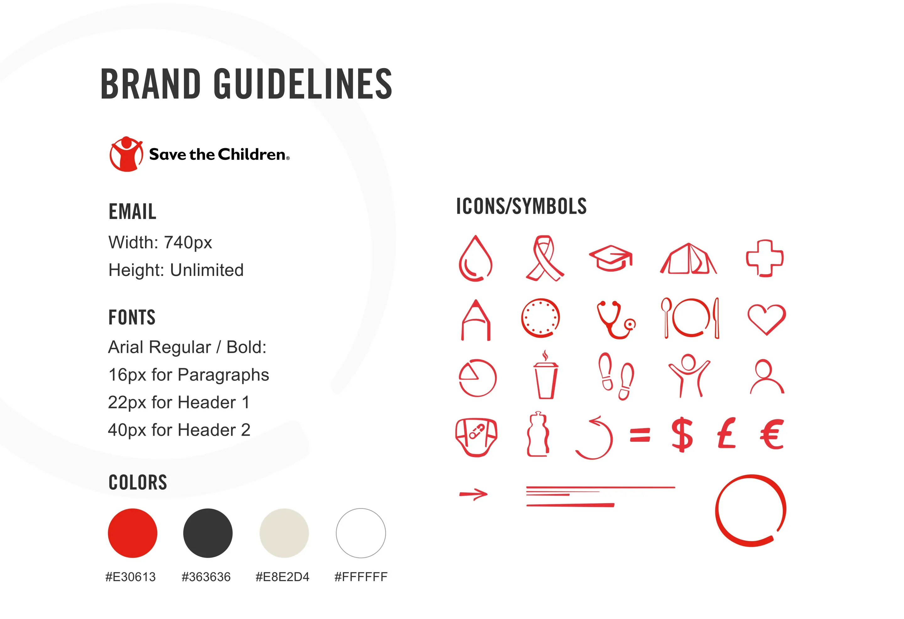 Save the Children email campaign design guidelines