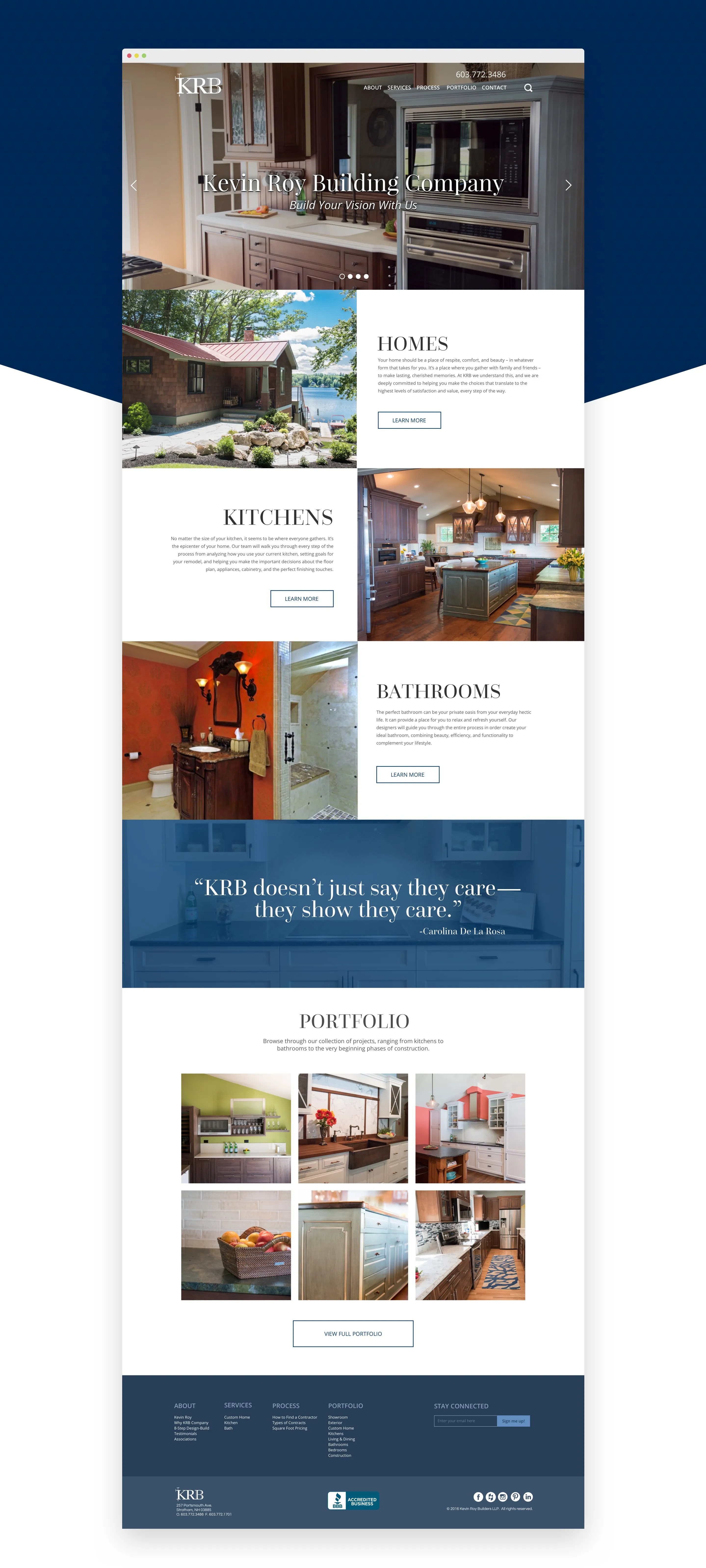 KRB website redesign featuring architectural photography