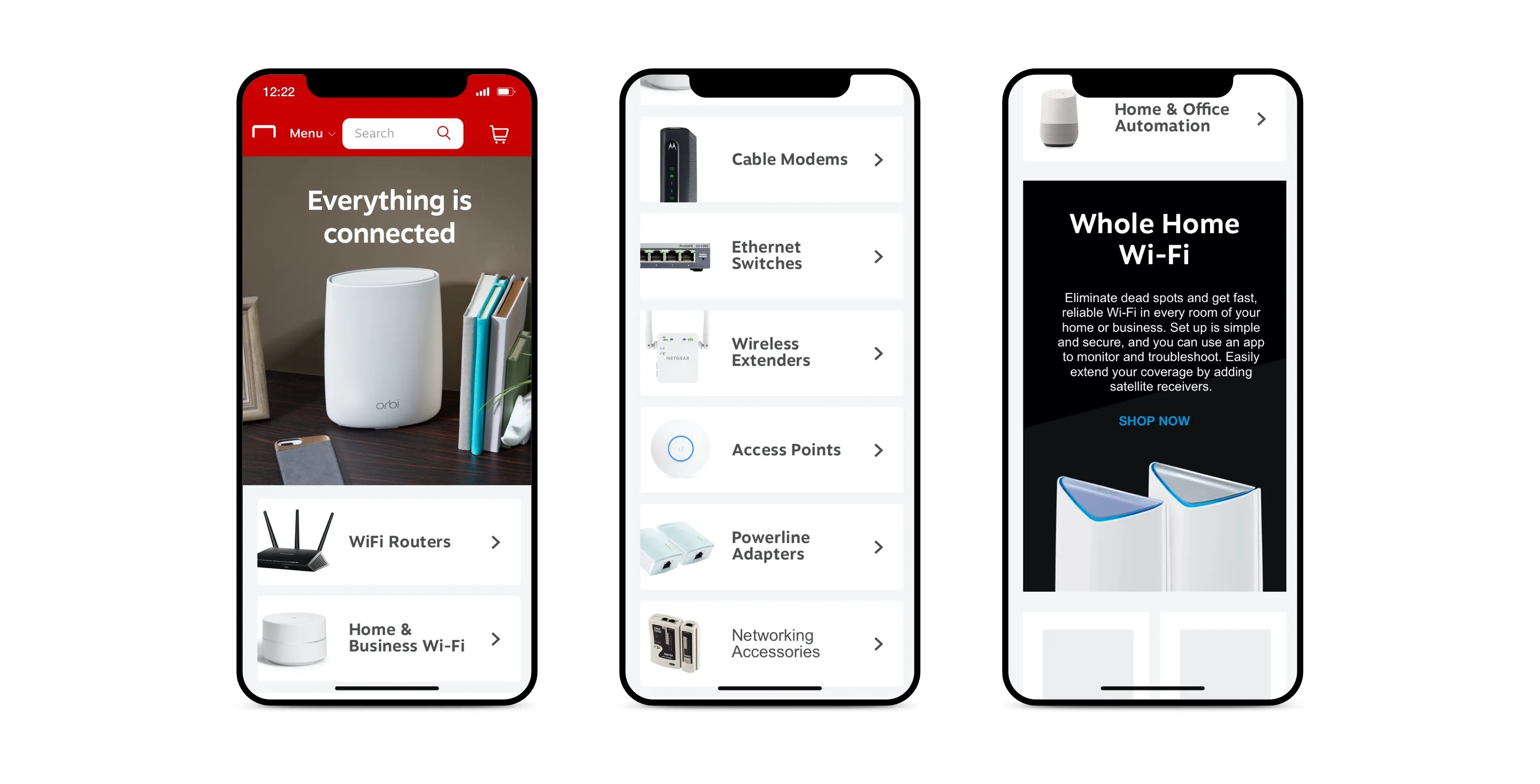 Staples cable and networking landing page on desktop and mobile