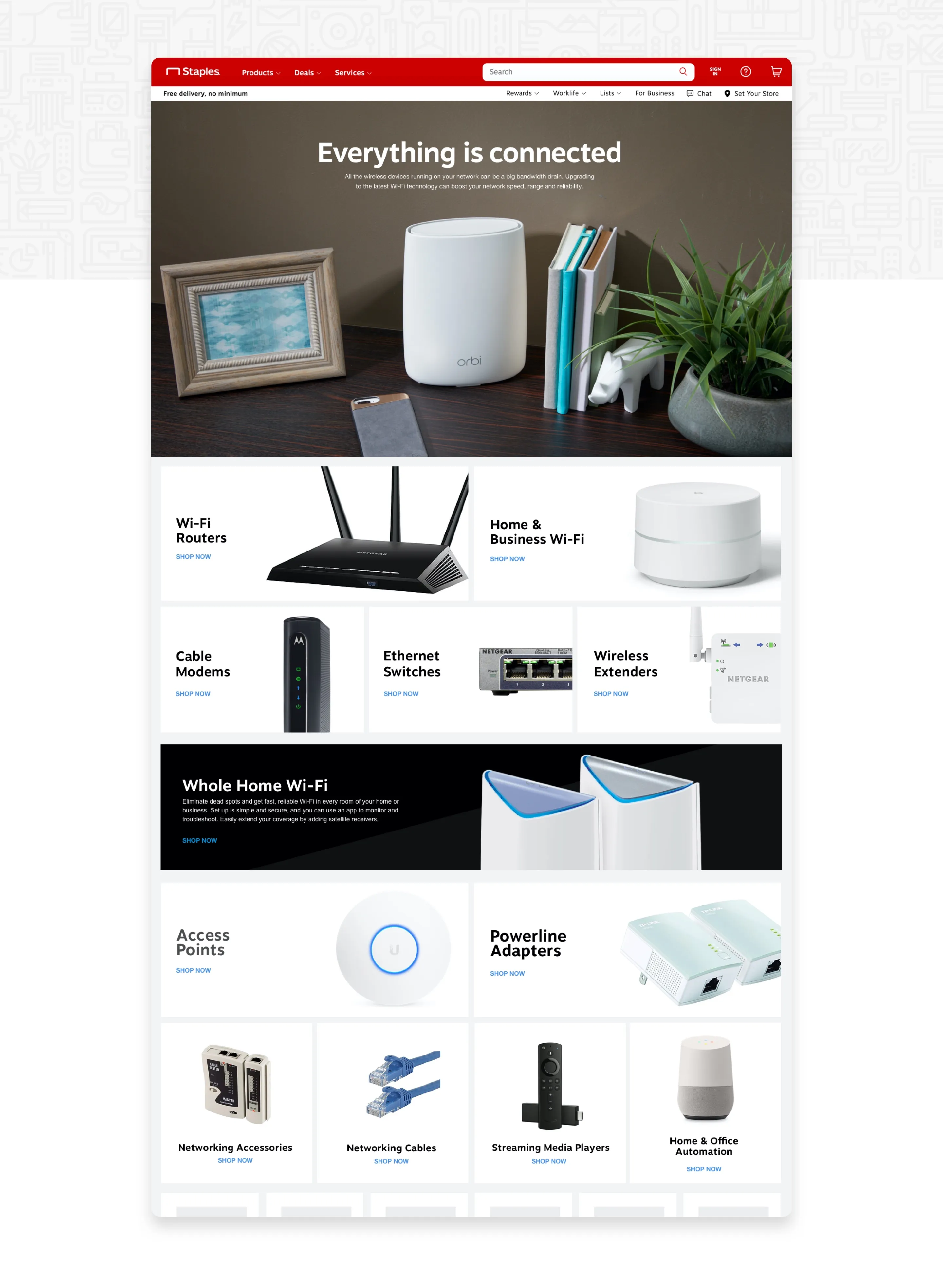Full Staples networking landing page
