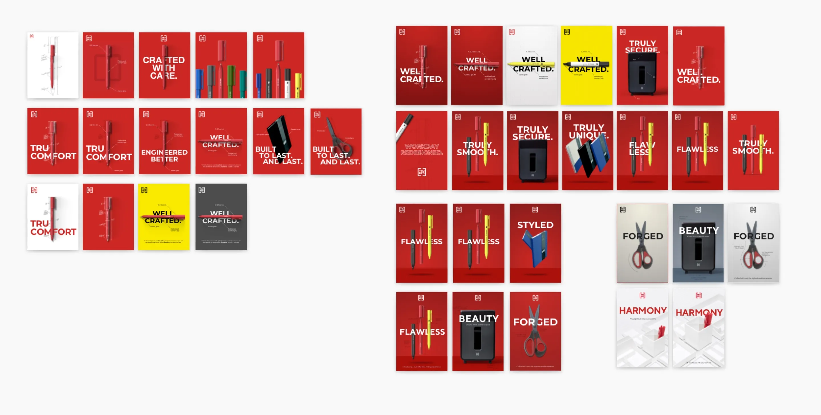 TRU RED design iterations and campaign concepts
